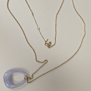 LOFT Blue and Gold Necklace with Modern Pendant